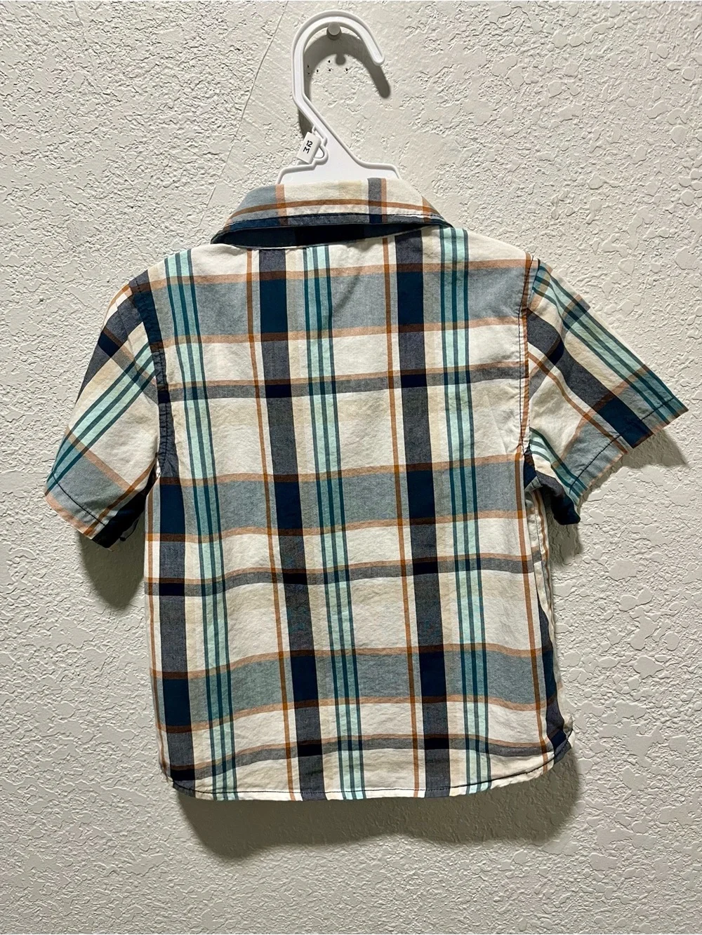 Old Navy Short-Sleeve Button-Up Shirts- Navy & Teal Plaid Set
